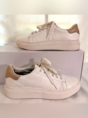 Time and Tru White Platform Sneakers with Gold Heel S0031